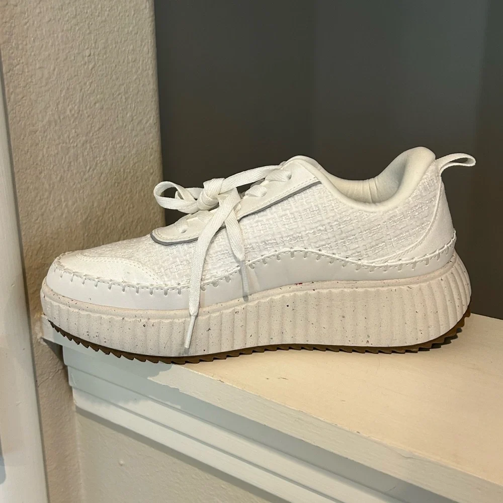 Dream Pairs Women's White Lace Up Platform Sneakers Shoes Size 9 - Picture 3 of 10